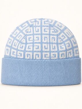 Givenchy Women’s 4G Logo Beanie NWT Wool Cashmere Blue Ivory